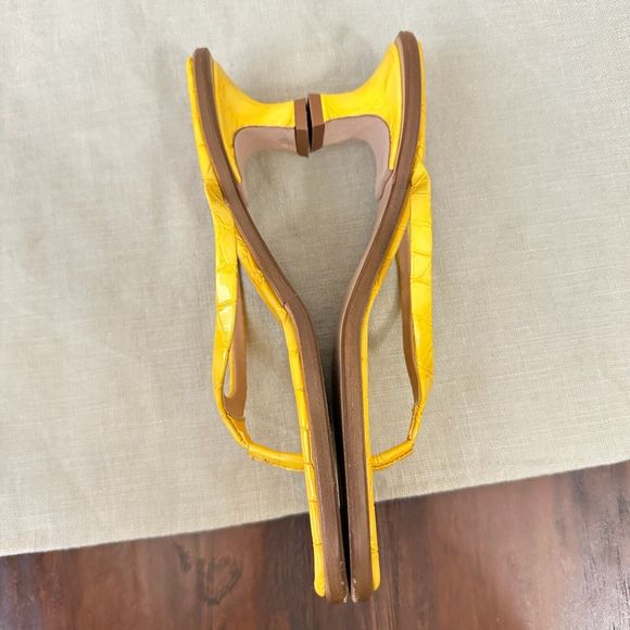 SIES MARJAN Alix Crocodile Thong Heeled Sandals Yellow Leather - Picture 7 of 12